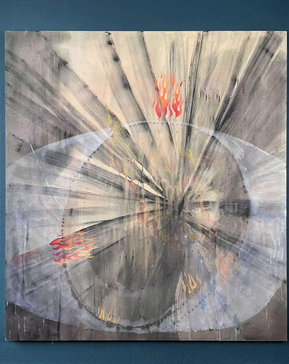 PaulaBaader_Fire of London_170 x 150 cm_Mixed Media on Canvas_2015 - 2023 Masterclasses SFK (c) Paula Baader
